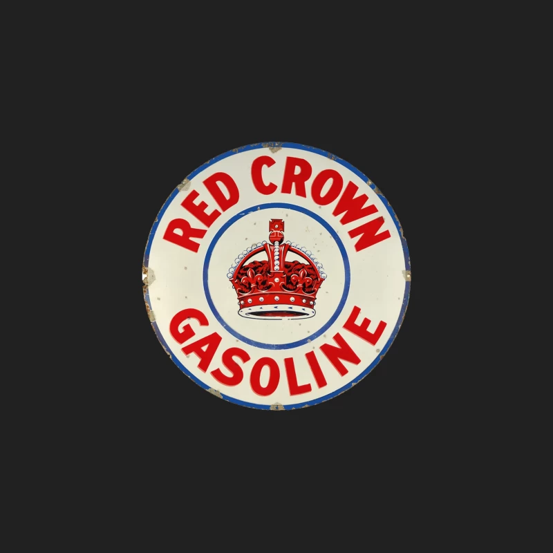 Vintage Red Crown Gasoline Round Metal Sign with Royal Crown Logo Bucket Hat