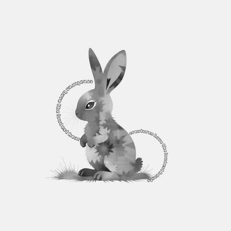 Grayscale Digital Art Illustration of a Sitting Rabbit Male Tank Top