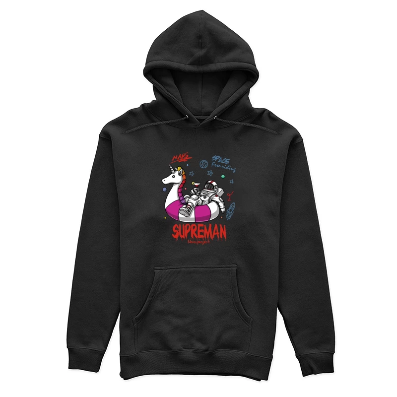 Astronaut chillt auf Einhorn im Weltraum Damen Pullover Hoodie