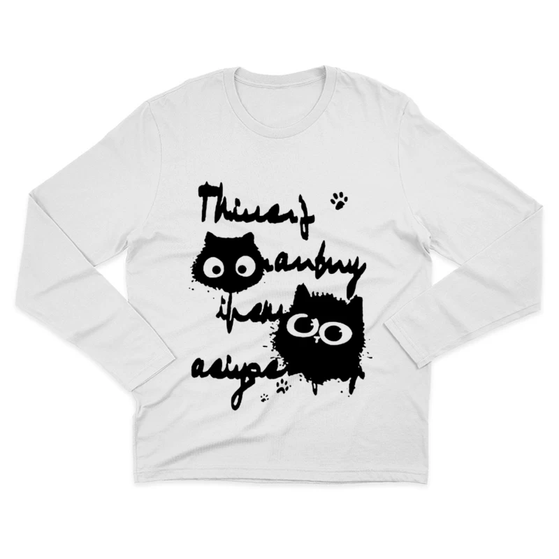 Niedliche Katzenzeichnung mit Schrift Herren Langarm T-Shirt