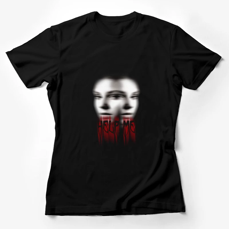Unheimliches Doppelbild mit Hilfe-Aufruf Damen T-Shirt
