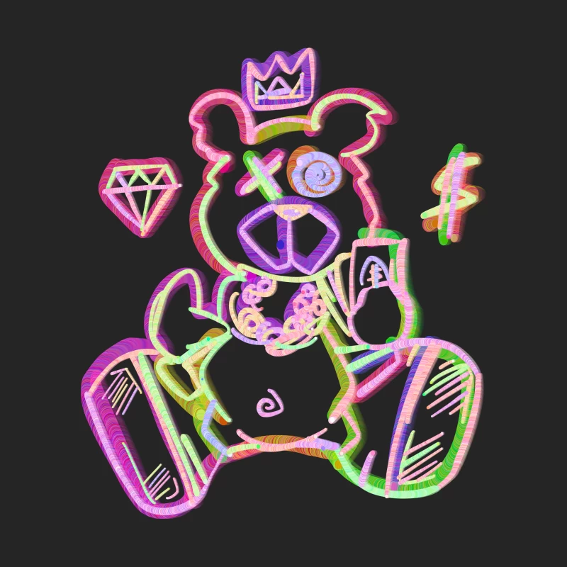 Neon Bärenkunst mit Kronen und Schmuck Damen Pullover Sweatshirt