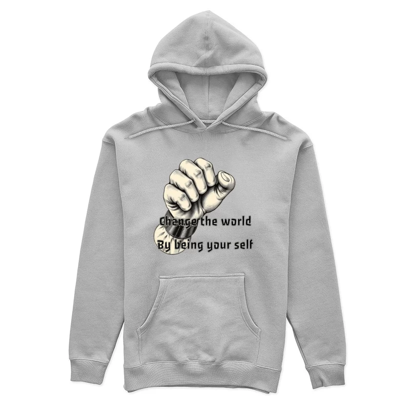 Empowering Motivational Art: Raised Fist with Self-Expression Message Female Pullover Hoodie