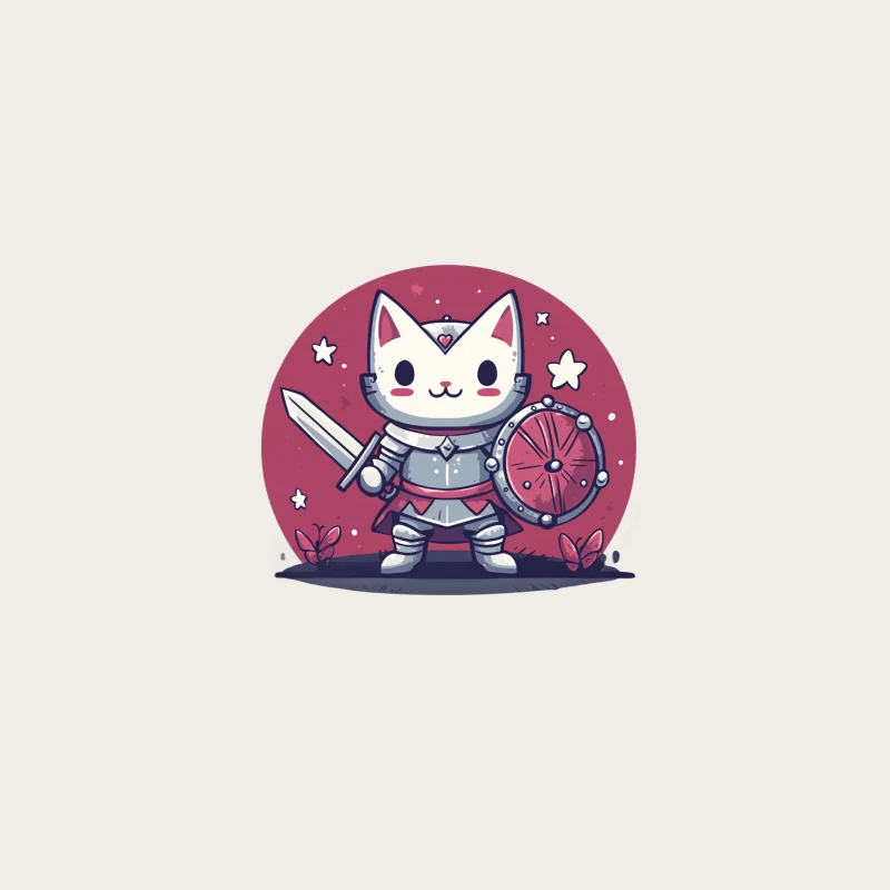 Cute Kawaii Cat Knight in Armor with Sword and Shield Bucket Hat