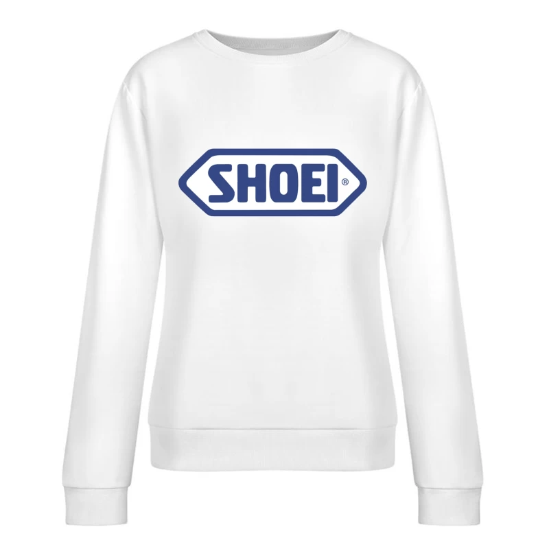 SHOEI Motorcycle Helmet Brand Logo in Blue Female Pullover Sweatshirt