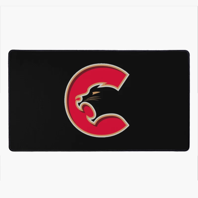 Red Cougar Letter C Sports Logo Design Desk Mat