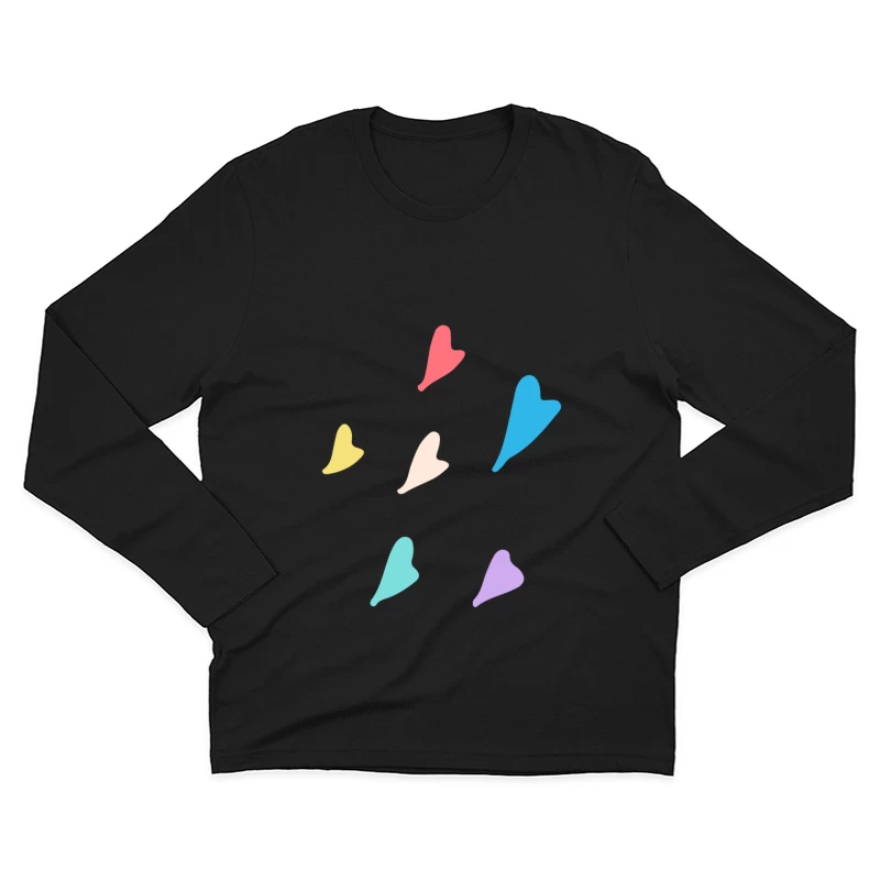 Cœurs colorés épars Homme Manches Longues T-Shirt