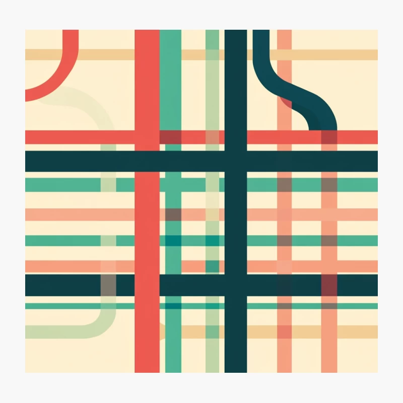 Retro Geometric Abstract with Colorful Lines and Patterns Throw Pillow