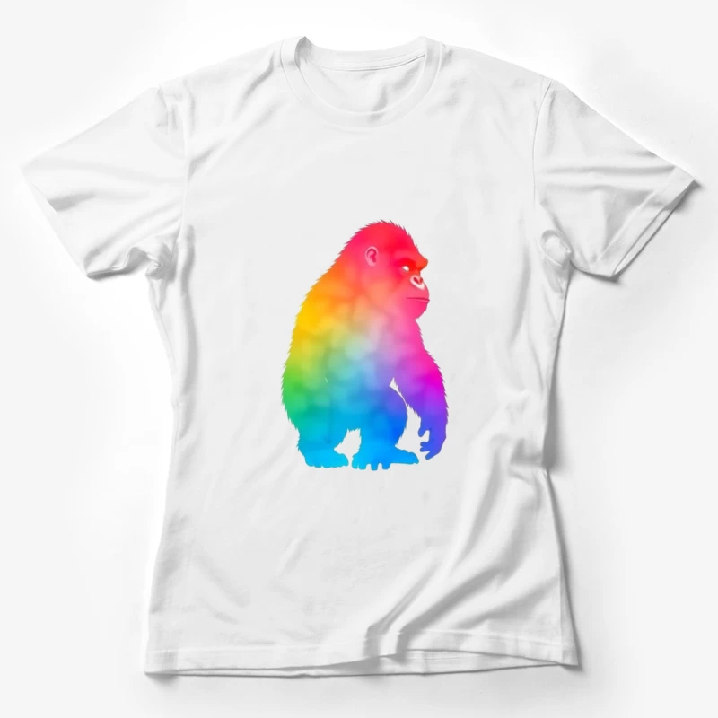 Rainbow Gradient Gorilla Silhouette Art Female T-Shirt