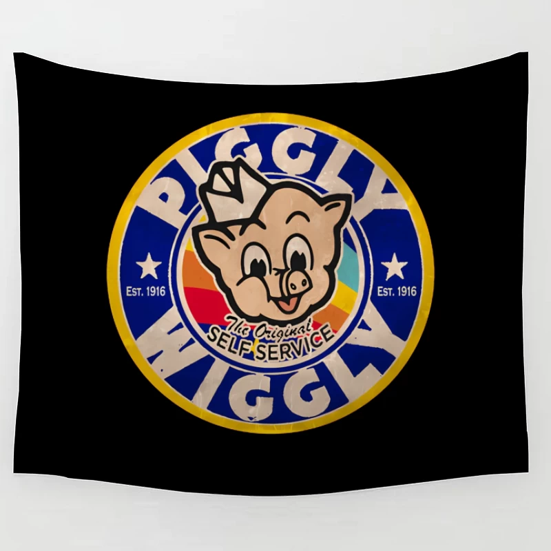 Vintage Piggly Wiggly Supermarket Logo - The Original Self Service Store Since 1916 Tapestry