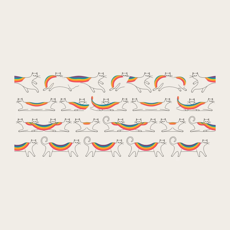 Whimsical Rainbow Cat Pattern Illustration Bucket Hat