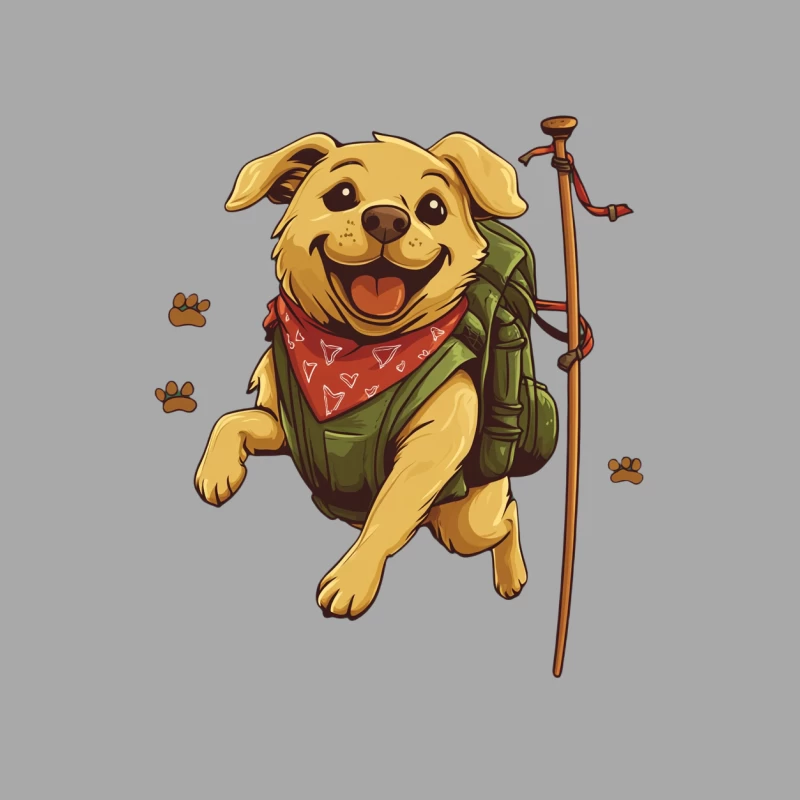 Happy Cartoon Dog Ready for Hiking Adventure Female Pullover Hoodie