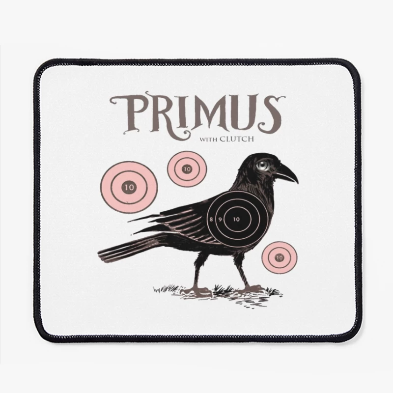 Vintage-Style Primus Concert Poster with Crow and Target Designs Mouse Pad