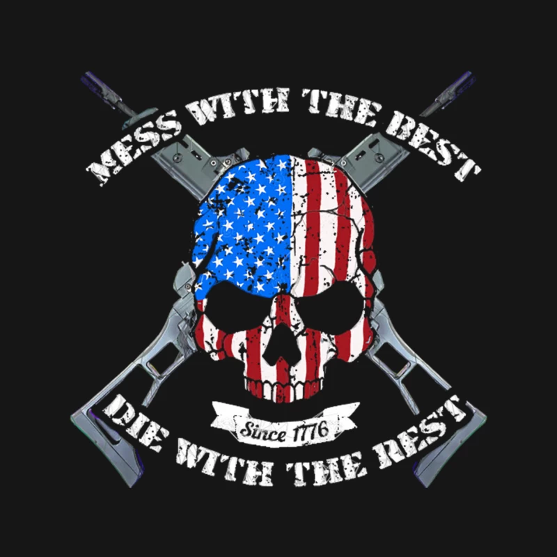 Patriotic American Military Emblem with Skull and Crossed Rifles Mouse Pad