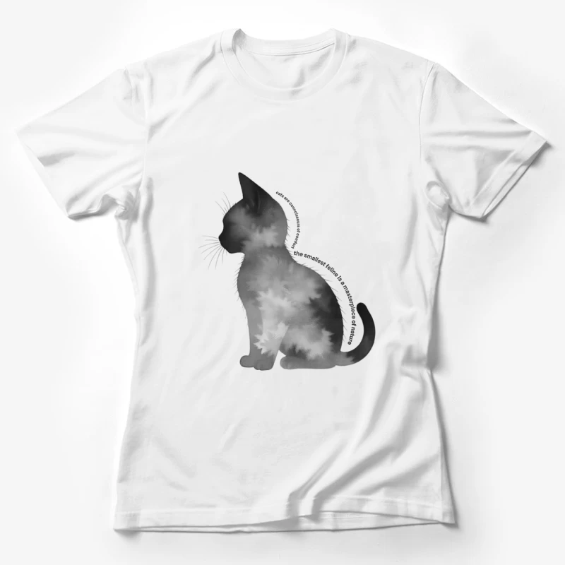 Artistic Black Cat Silhouette with Inspirational Text Female T-Shirt