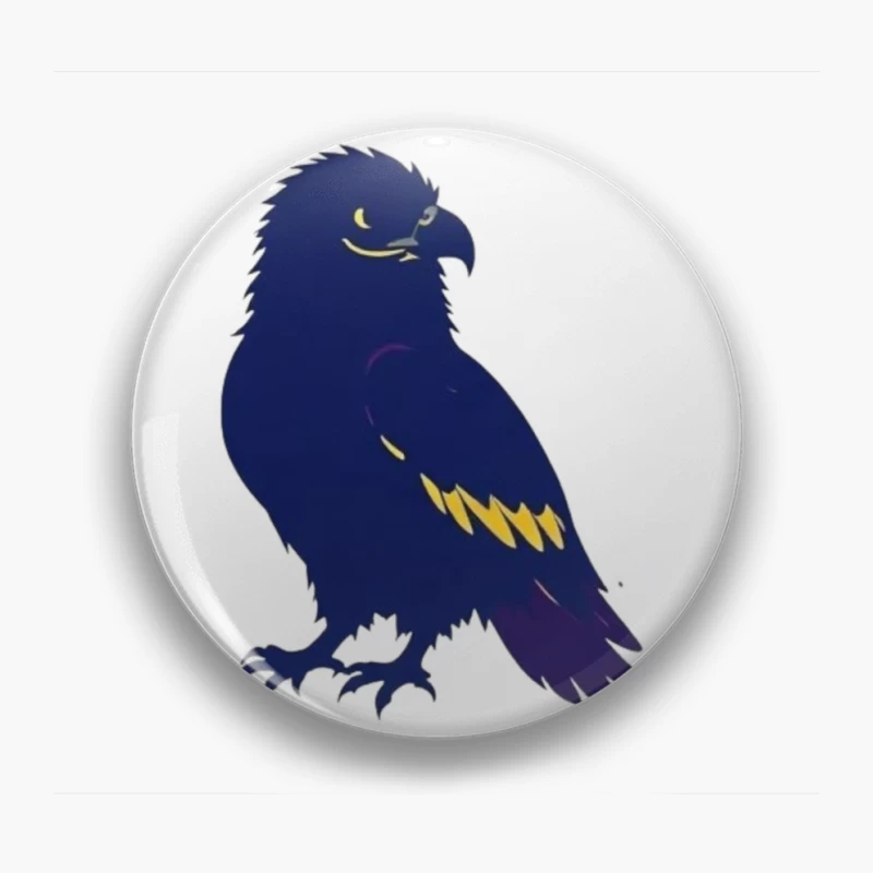 Stylized Navy Blue Raven Mascot Illustration Pin