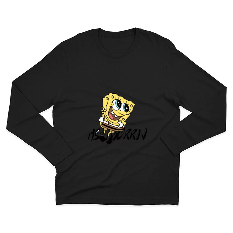 Personnage joyeux de dessin animé jaune Homme Manches Longues T-Shirt