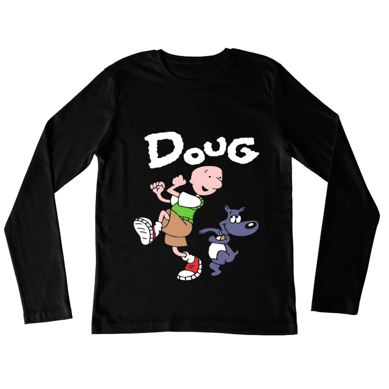 Cartoon Character Running with Dog Female Long Sleeve T-Shirt