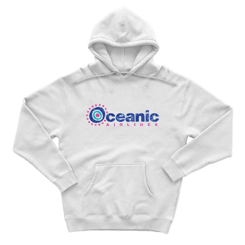 Oceanic Airlines Vintage-Style Logo Design with Blue and Pink Color Scheme Male Pullover Hoodie