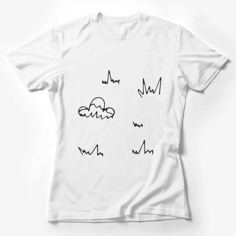 Nuage et Herbe Doodle Femme T-Shirt