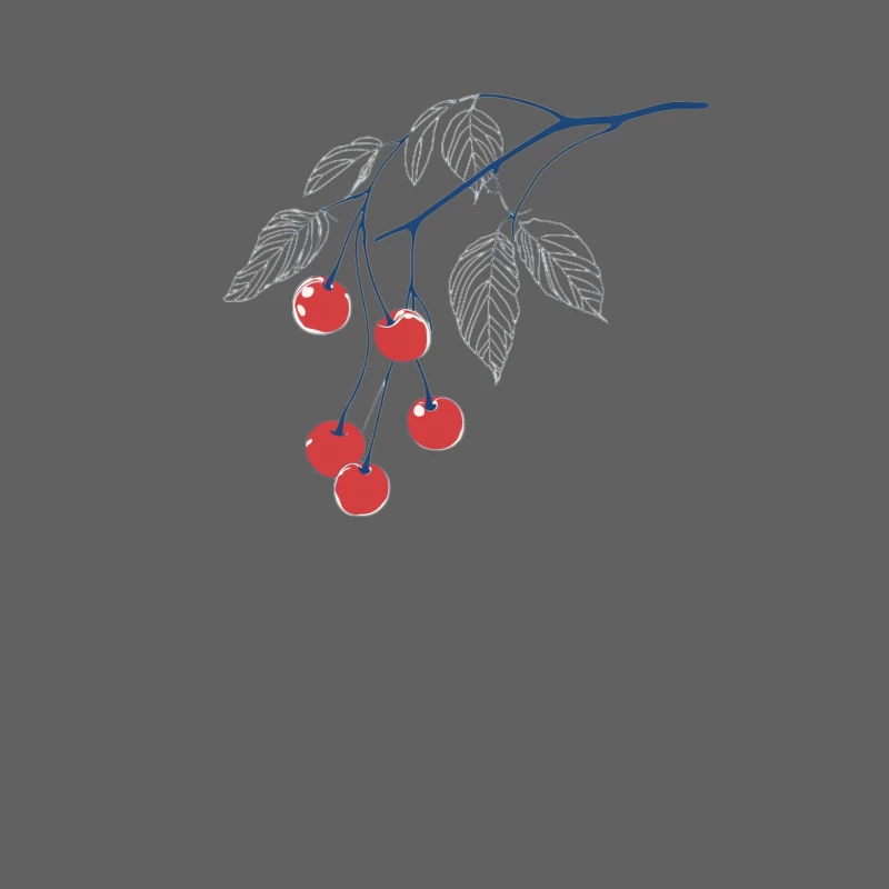 Minimalist Botanical Sketch of Cherry Branch with Red Fruits Male Tank Top