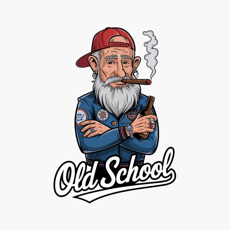 Old School Hipster: Bearded Elder with Cigar and Beer Cotton Tote Bag