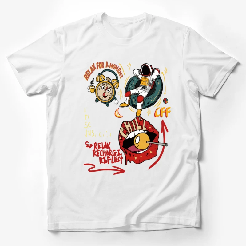 Entspannen Sie für einen Moment mit Astronaut und Wecker Herren T-Shirt