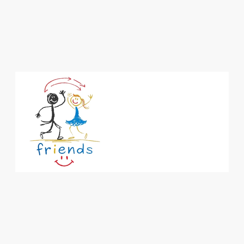 Cheerful Stick Figure Friends in Colorful Children's Drawing Coffee Mug