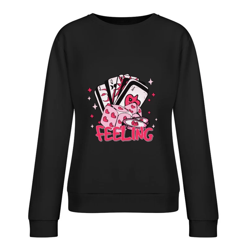 Pokerherz und Glückswürfel Damen Pullover Sweatshirt