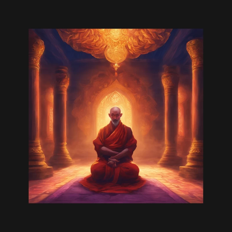 Enlightened Monk Meditating in Ancient Temple Mouse Pad