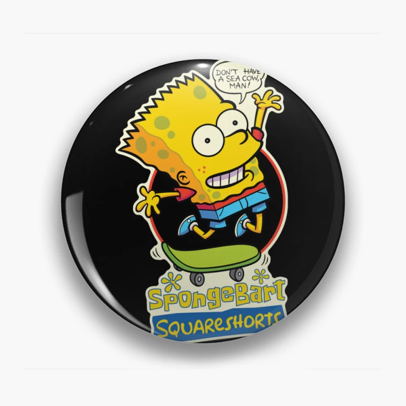 SpongeBart Squareshorts Skateboarding Character Pin