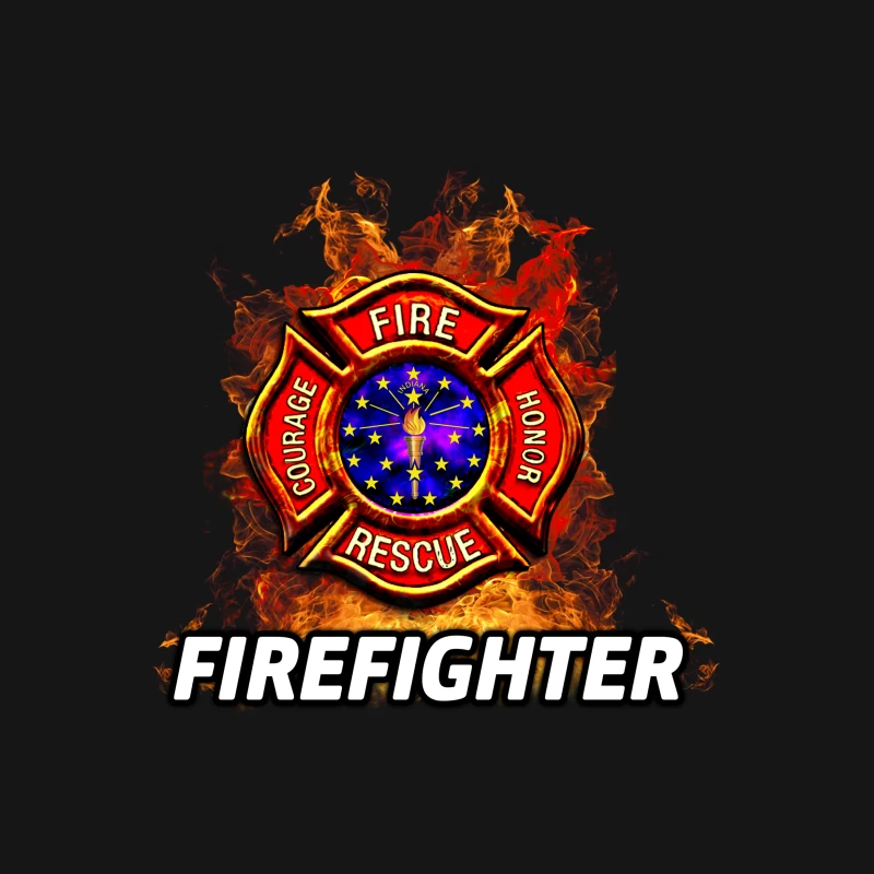 Emblème de pompier en flammes Femme T-Shirt