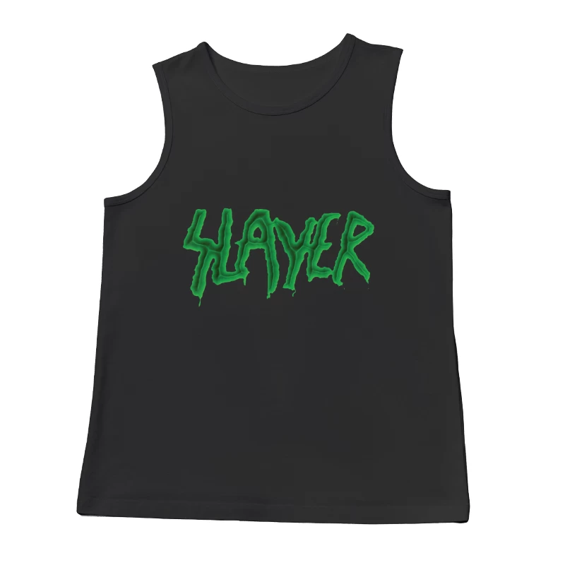 Green Horror-Style Dripping Text "SLAYER" Male Tank Top