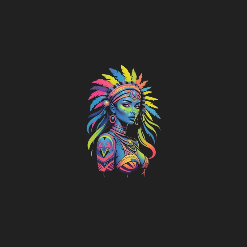 Colorful Tribal Portrait with Headdress Bucket Hat