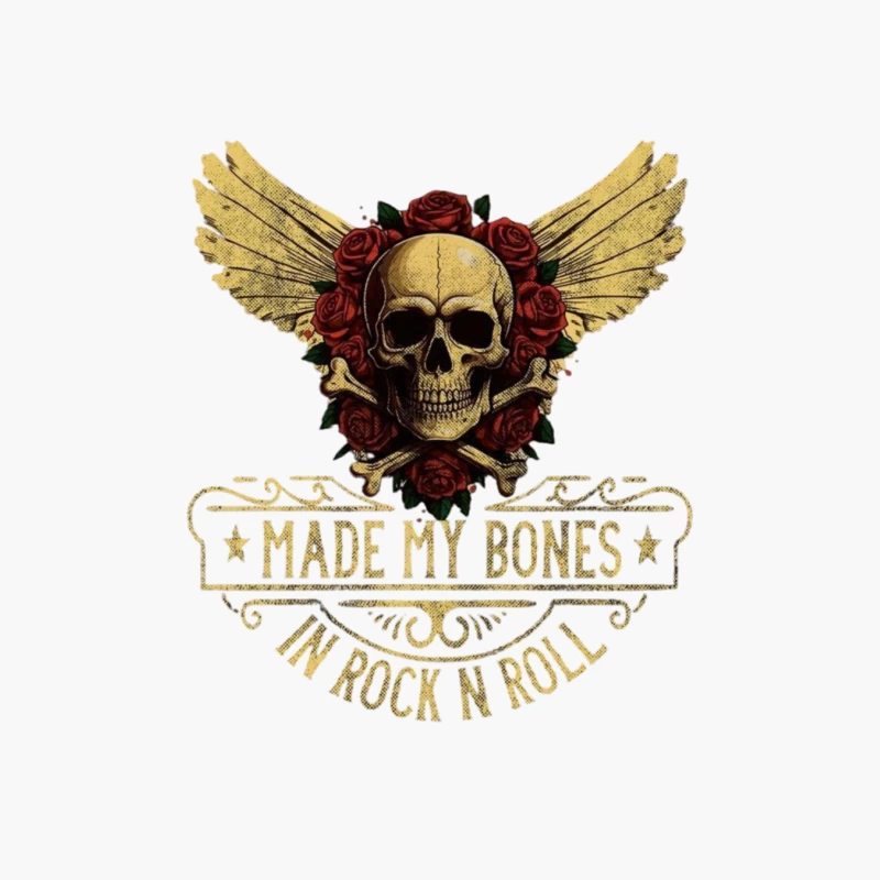 Rock and Roll Skull Design Cotton Tote Bag