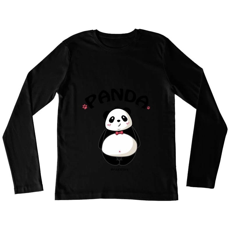 Niedliche Panda-Zeichentrickfigur mit roter Fliege Damen Langarm T-Shirt