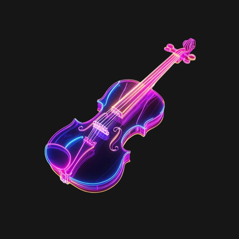 Neon Electric Violin: Artistic Abstract Glowing Musical Instrument Mouse Pad