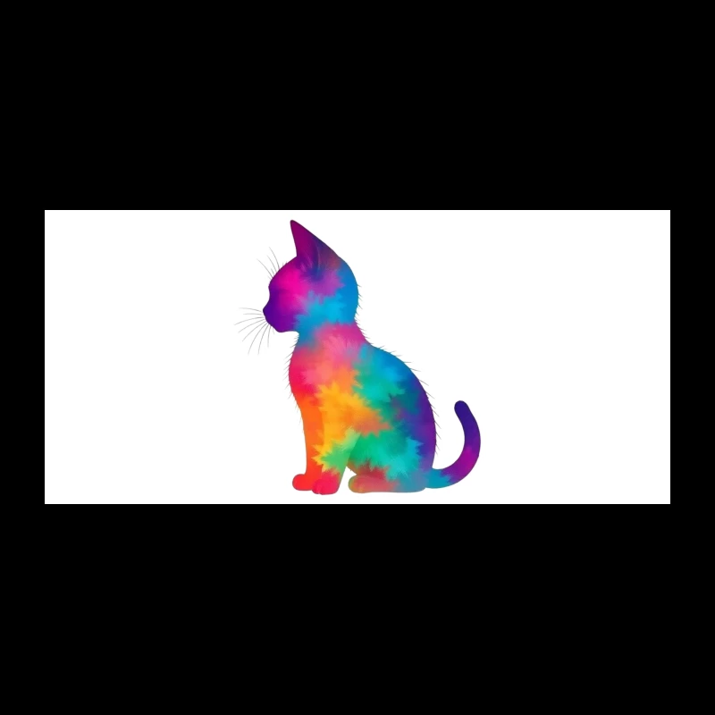 Rainbow Tie-Dye Cat Silhouette Art Coffee Mug