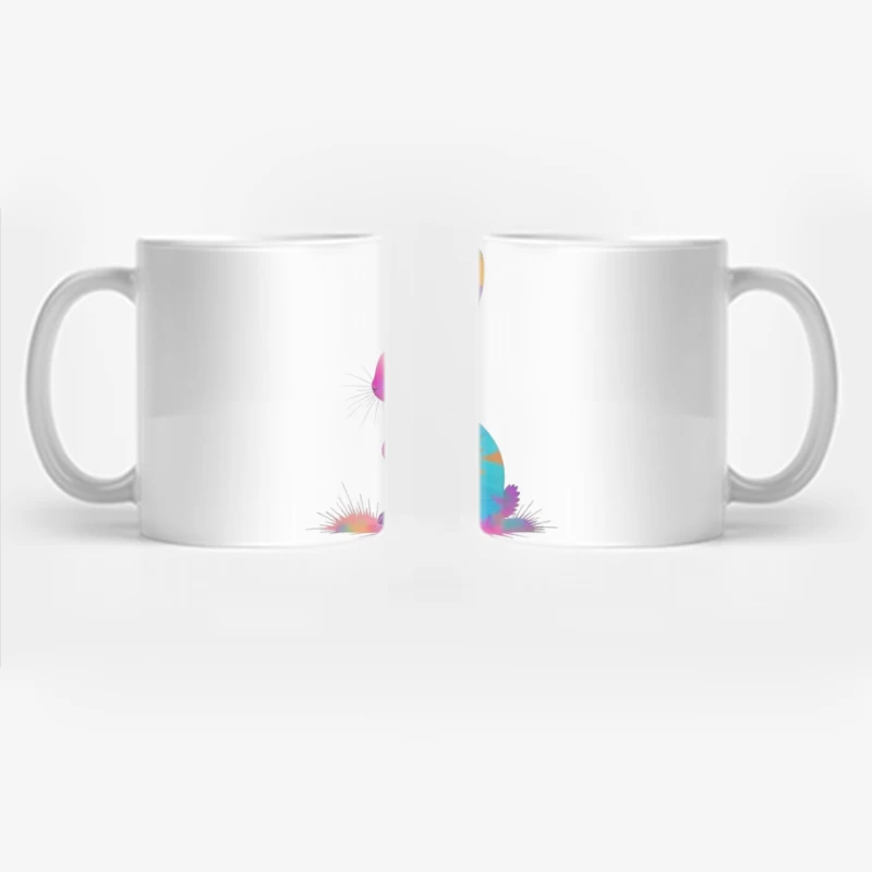 Vibrant Tie-Dye Watercolor Bunny Illustration Coffee Mug