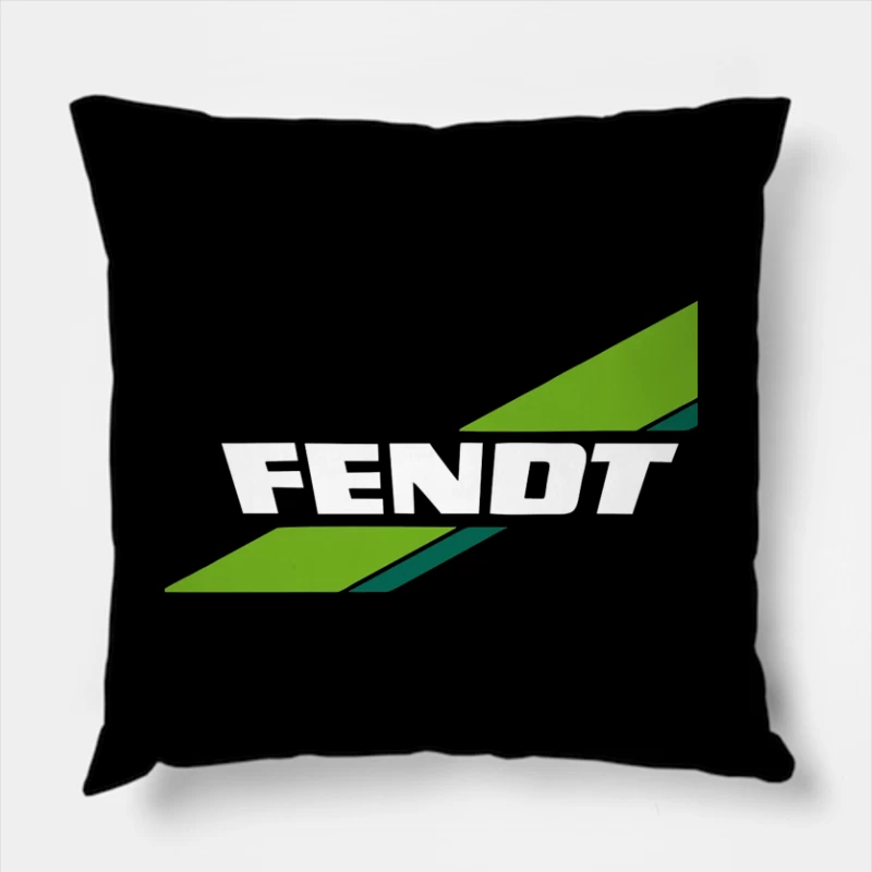 Fendt Agricultural Machinery Logo with Green Diagonal Stripes Throw Pillow