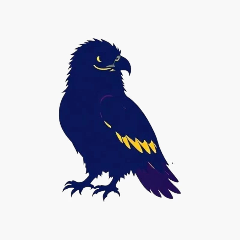 Stylized Navy Blue Raven Mascot Illustration Cotton Tote Bag