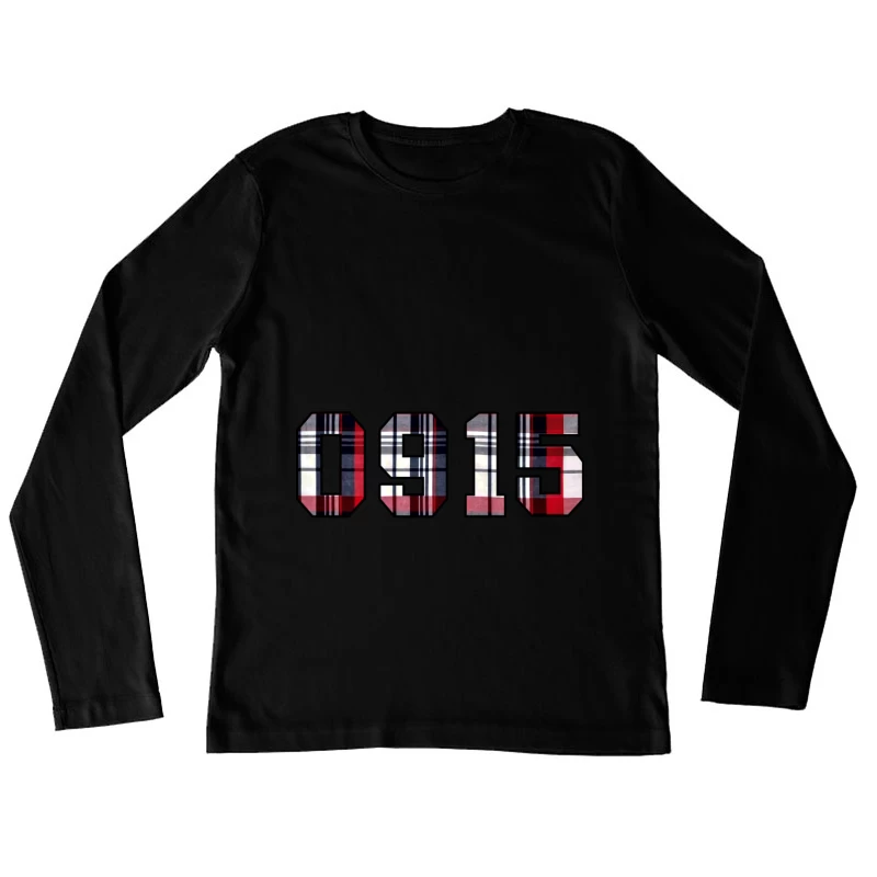 Karomuster-Zahlenkunst Damen Langarm T-Shirt