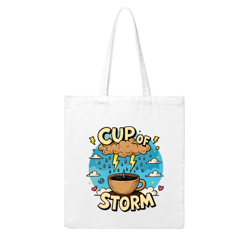 Cup of Storm – Whimsical Pixel Art with Lightning Charm! Cotton Tote Bag