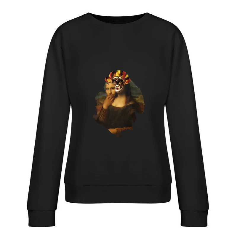 Mona Lisa mit venezianischer Maske Damen Pullover Sweatshirt
