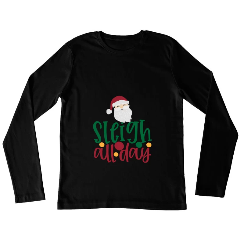 Design festif avec le Père Noël et texte Femme Manches Longues T-Shirt