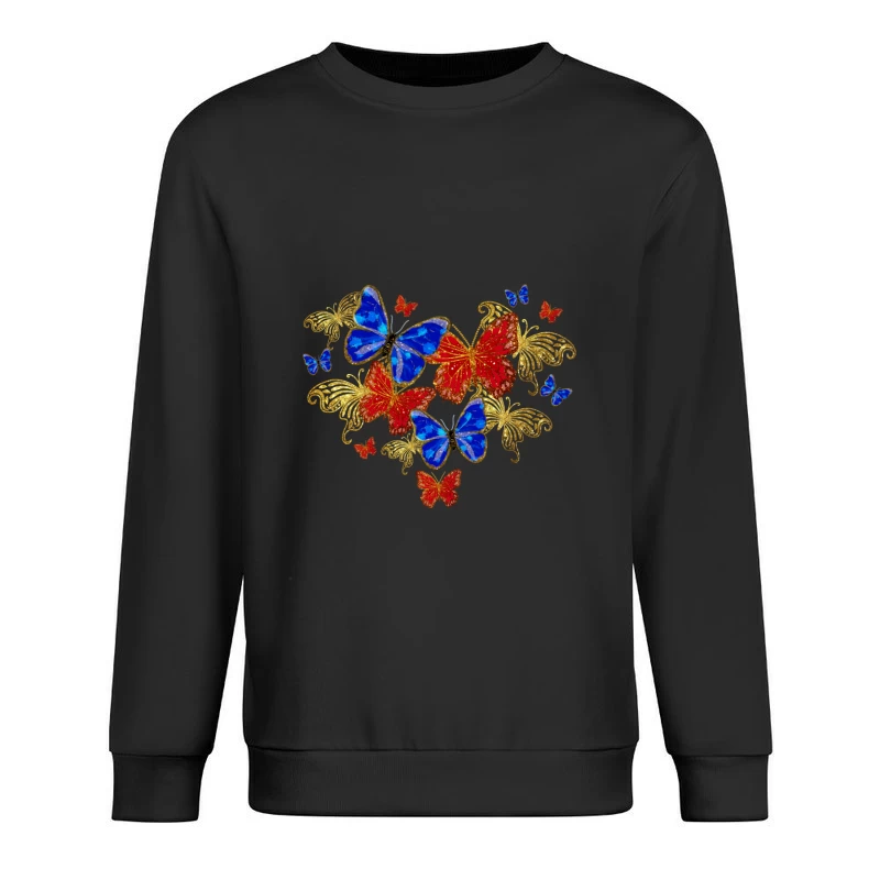 Bunte Schmetterlinge in Herzform Herren Pullover Sweatshirt