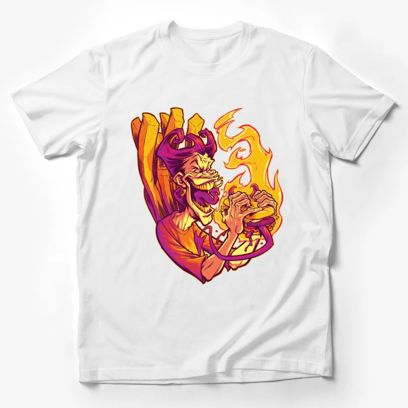 Flaming Burger Delight Male T-Shirt