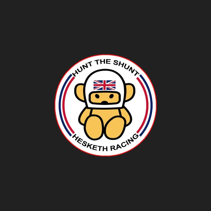 Hesketh Racing "Hunt the Shunt" Retro Motorsport Logo with British Bear Mascot Bucket Hat