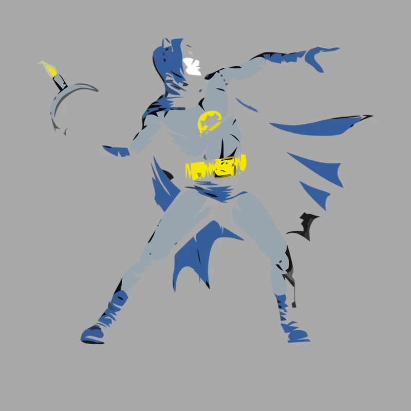 Stylized Batman Superhero Illustration in Action Pose Female Pullover Hoodie