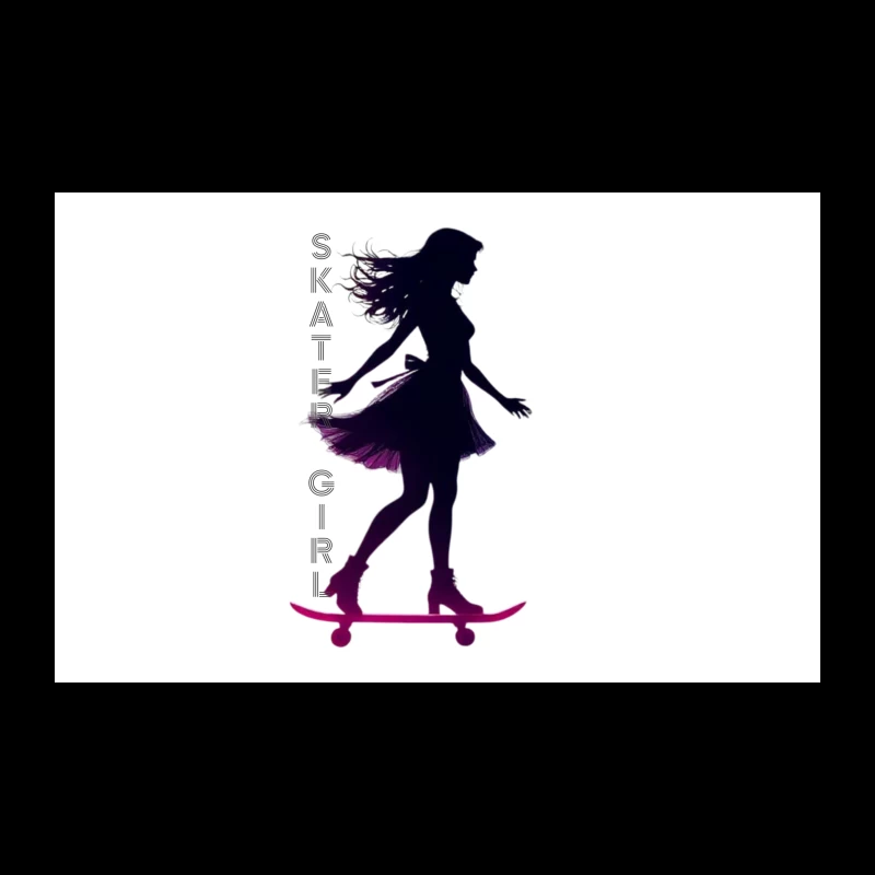 Stylish Skater Girl Silhouette in Pink and Black Travel Mug